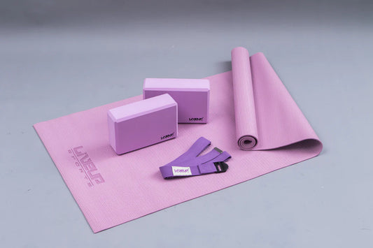 Набор для йоги LiveUp, коврик, блоки, ремень