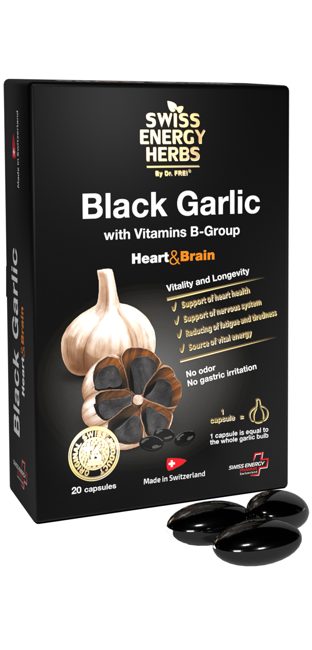 Swiss Energy Black Garlic, капсулы для здоровья