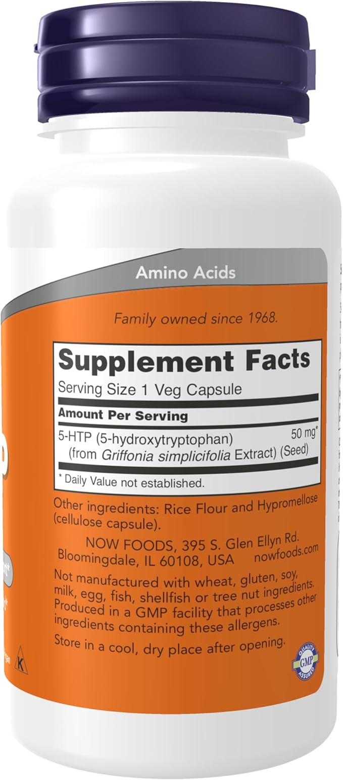 Now Foods, 5-HTP 50mg, 90 veg caps — натуральная поддержка настроения