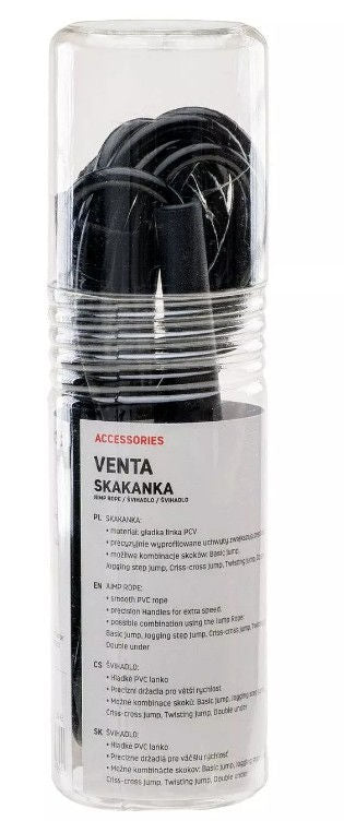 Скакалка VENTA BLACK, гладкий кабель ПВХ, 275 см