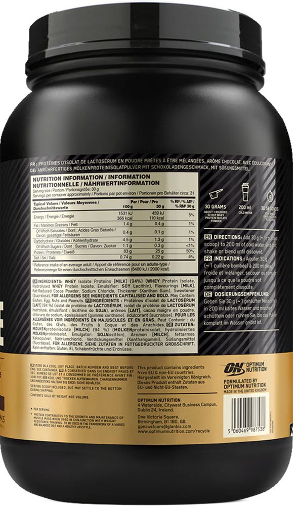 Gold Standard 100% Isolate 930 г – изолят сывороточного протеина