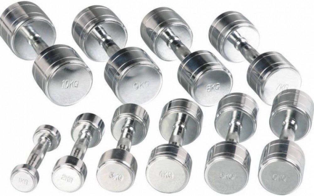 Хромированные гантели для домашних тренировок