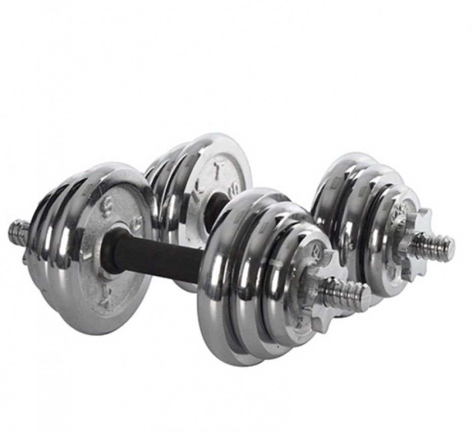 Набор хромированных гантелей по 10 кг с кейсом и дисками