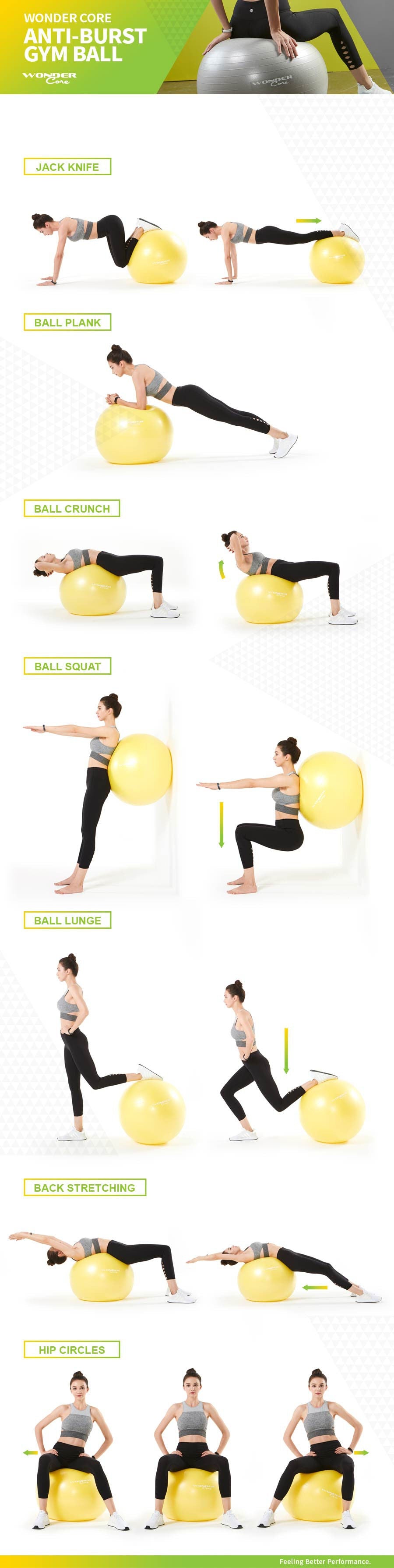 Wonder core - gym ball - 65 cm - orange woc026