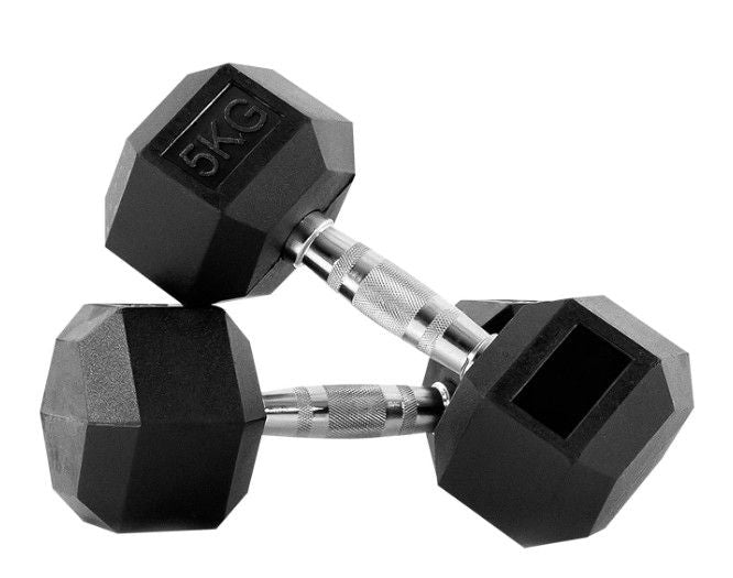 Hex rubber dumbbell 5kgx2