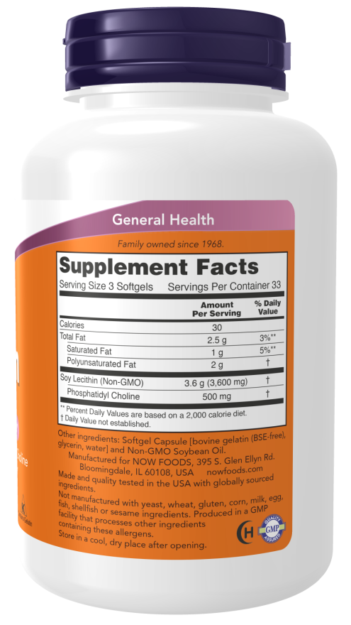 NOW FOODS, LECITHIN, 1200 MG, 100 SOFGTELS