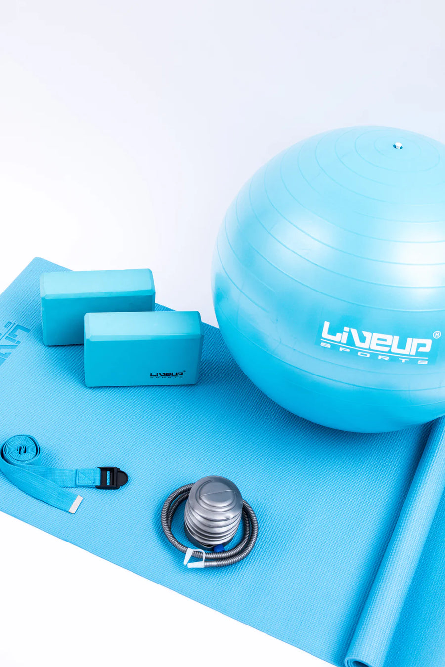 Набор для йоги LiveUp, коврик, фитбол и аксессуары