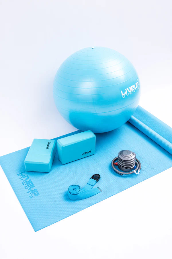Набор для йоги LiveUp, коврик, фитбол и аксессуары