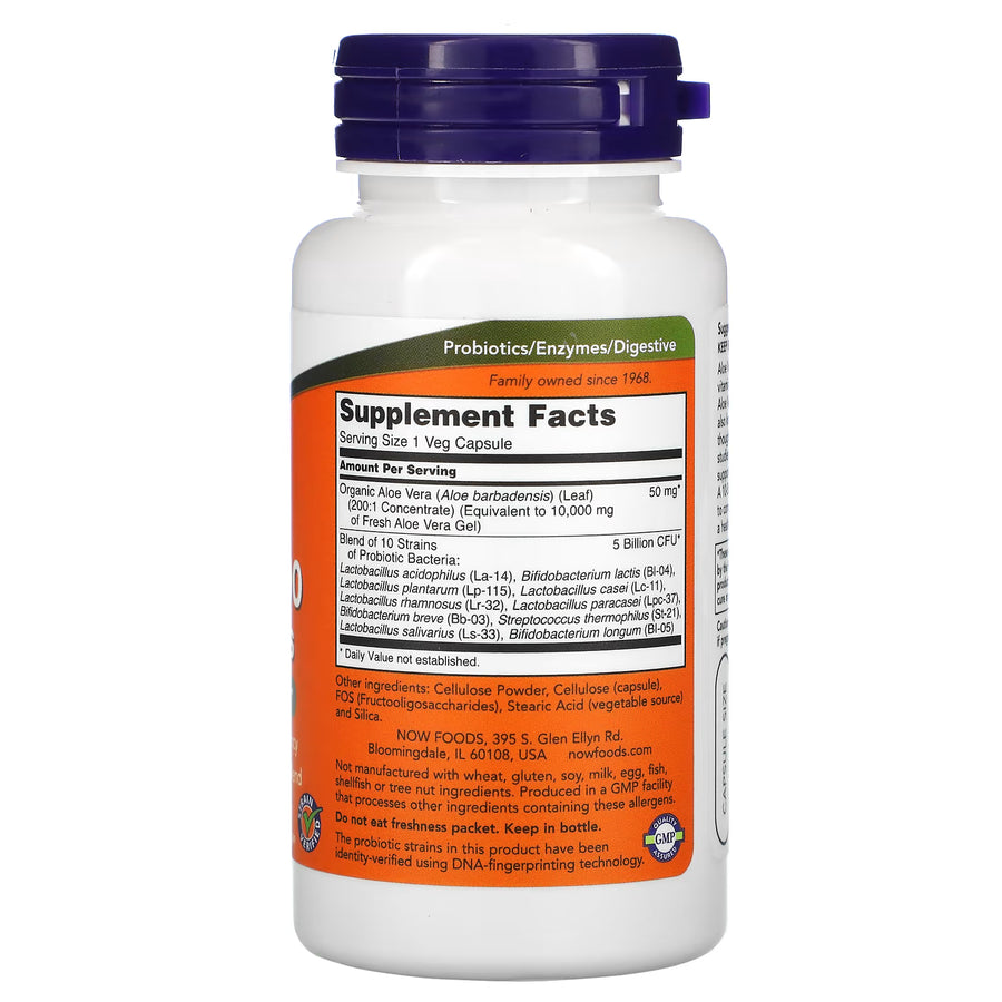Now Foods, Aloe Vera 10 000 Probiotics, 60 Vcaps