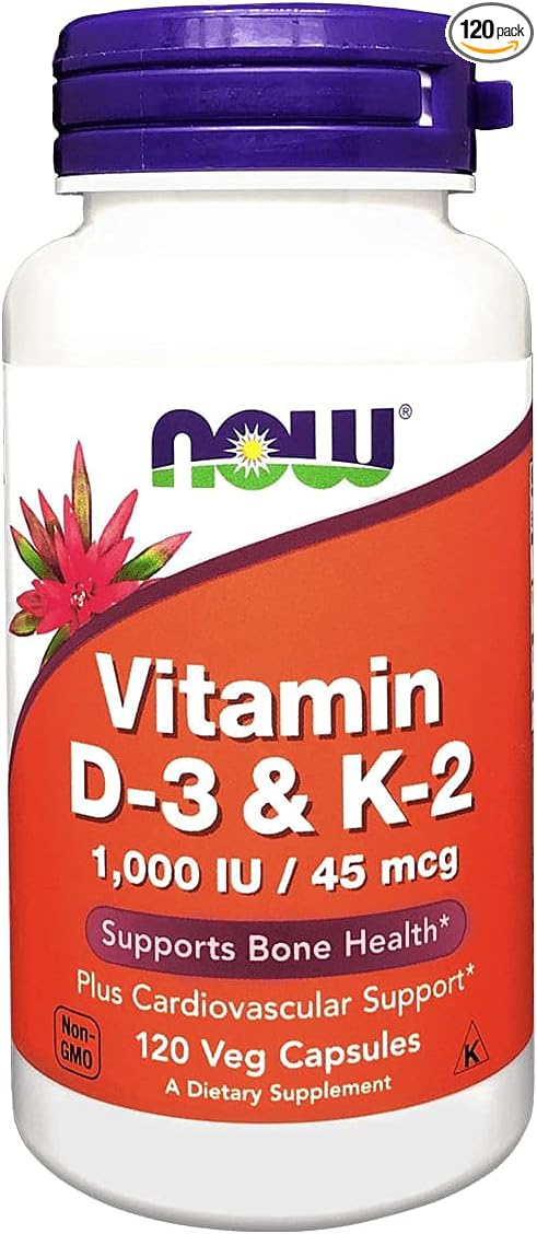 Now Foods, Vitamin D-3 and K2, 120 veg caps