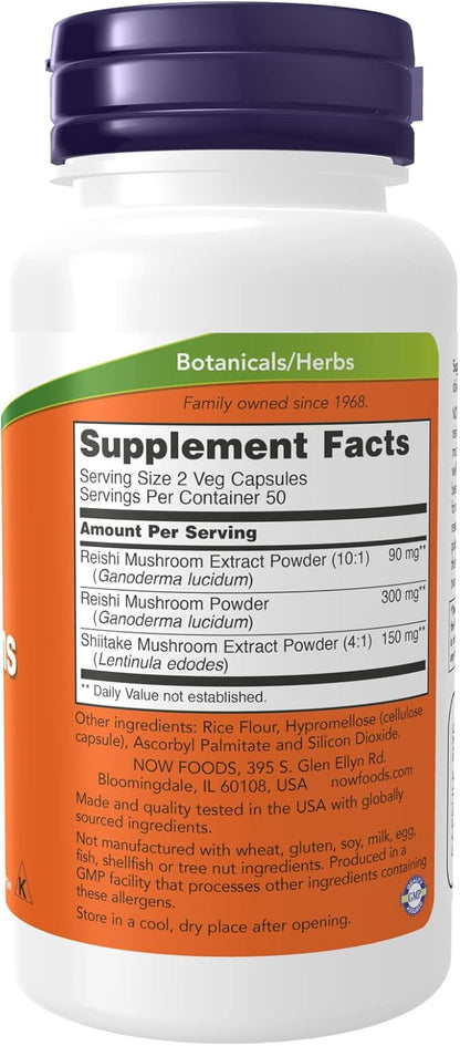 Now Foods, Ciuperci Reishi, 270 mg, 100 capsule vegetale