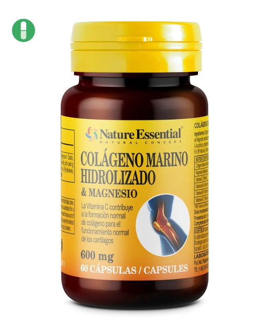 Hydrolyzed marine collagen + magnesium 600 mg. 60 caps.