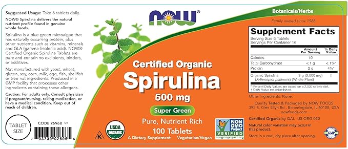 Спирулина органическая веганская добавка для здоровья