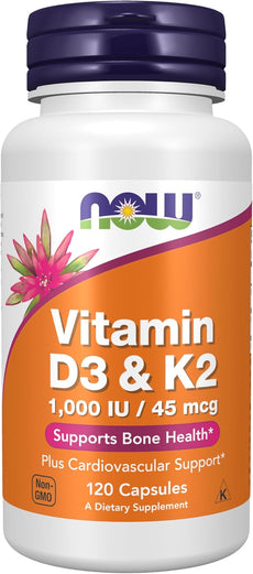 Now Foods, Vitamin D-3 si K2, 120 capsule vegetale