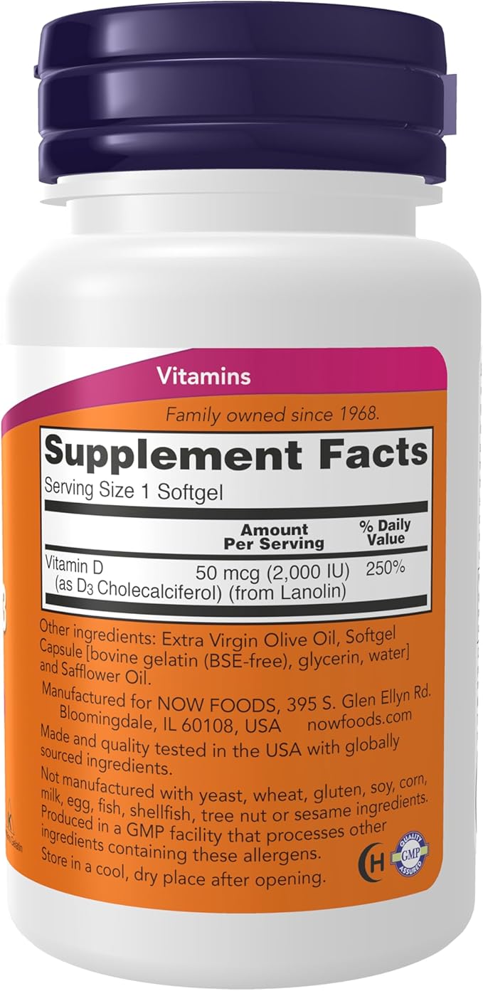 Now Foods, Vitamin D-3, 2000 IU,120 softgels