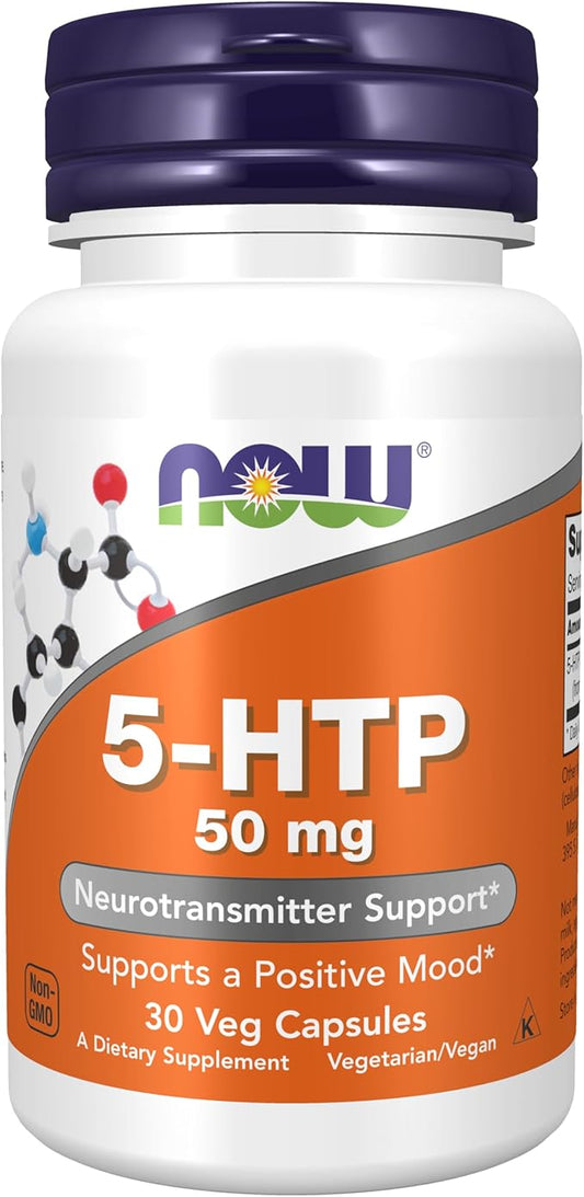 Now Foods, 5-HTP, 50 mg, 30 capsule vegetale