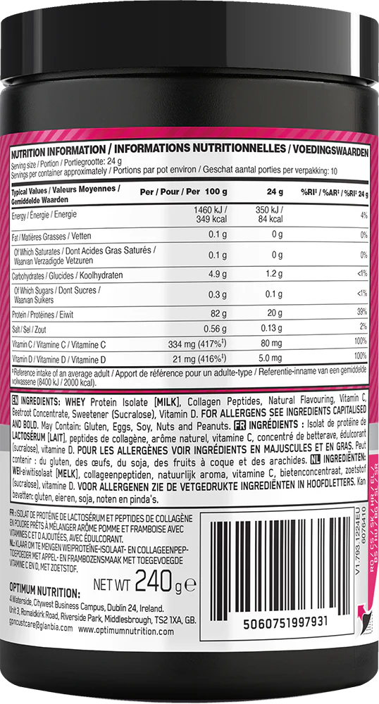 Gold Standard Clear Whey + Collagen 240 г – изолят протеина