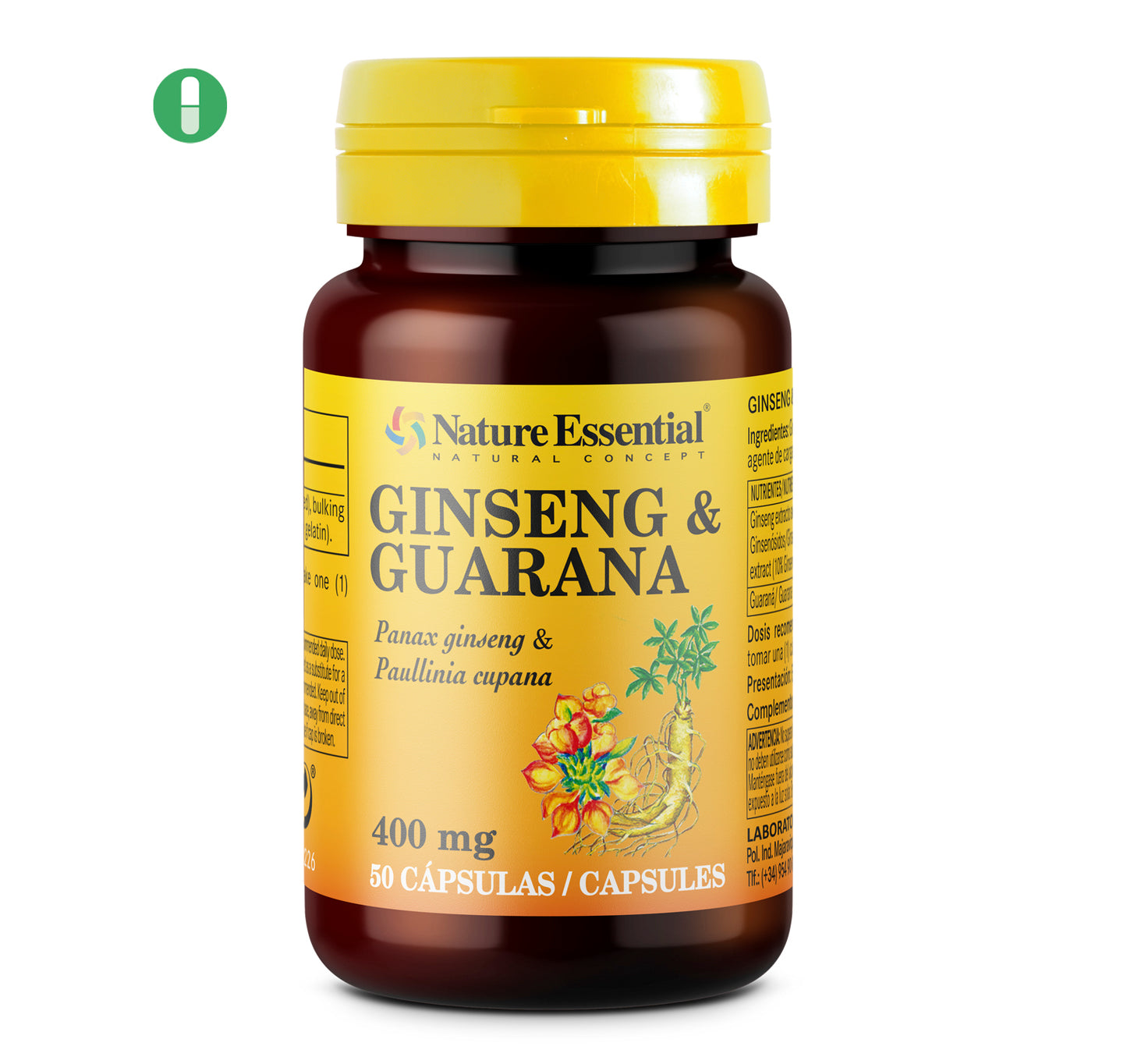 Ginseng+ guarana 400 mg. 50 caps.