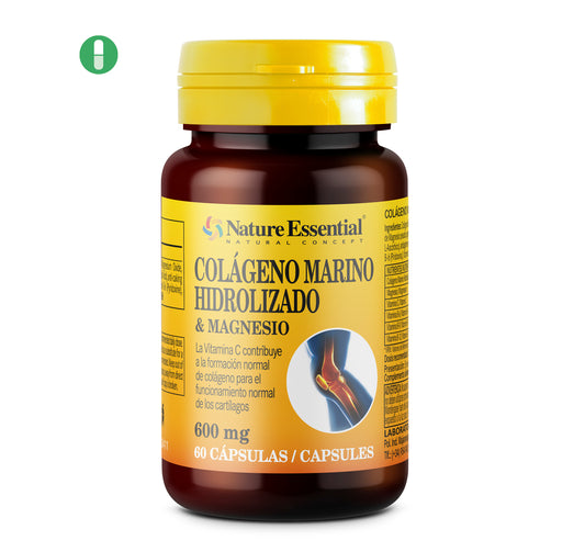 Hydrolyzed marine collagen + magnesium 600 mg. 60 caps.