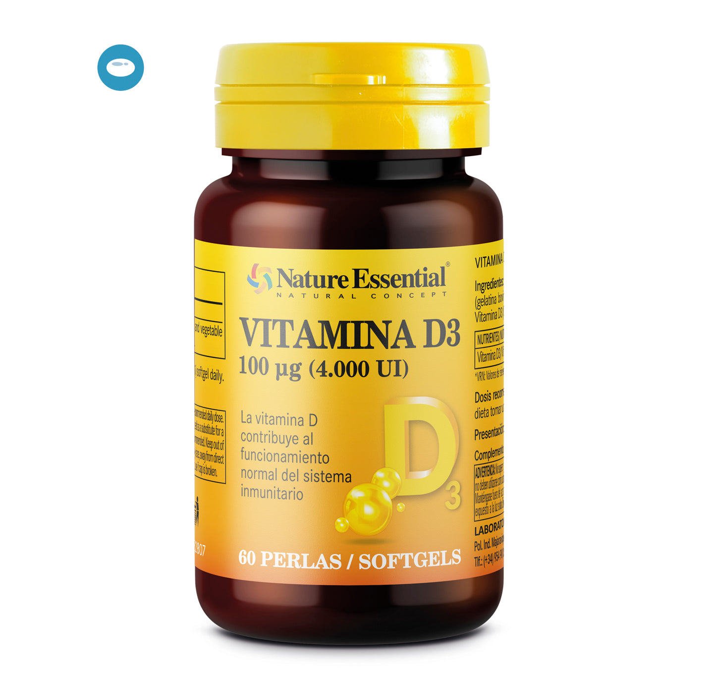 Vitamin d3 100 mcg. (4000 u.i) 60 softgels.