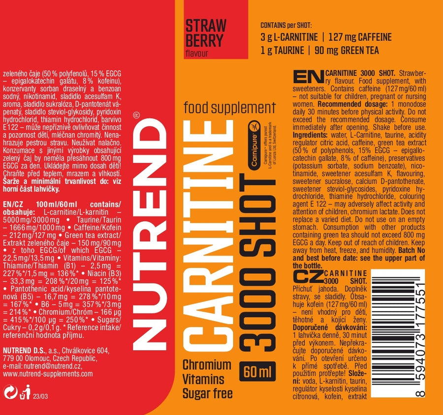 CARNITINE 3000 SHOT, эффективный жиросжигатель для спортсменов