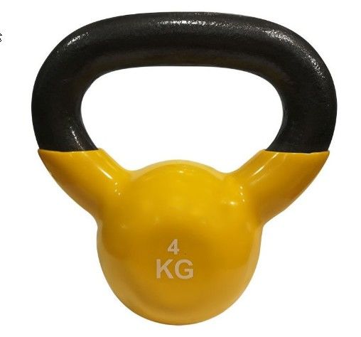 Гиря с виниловым покрытием 4 кг, прочная и долговечная