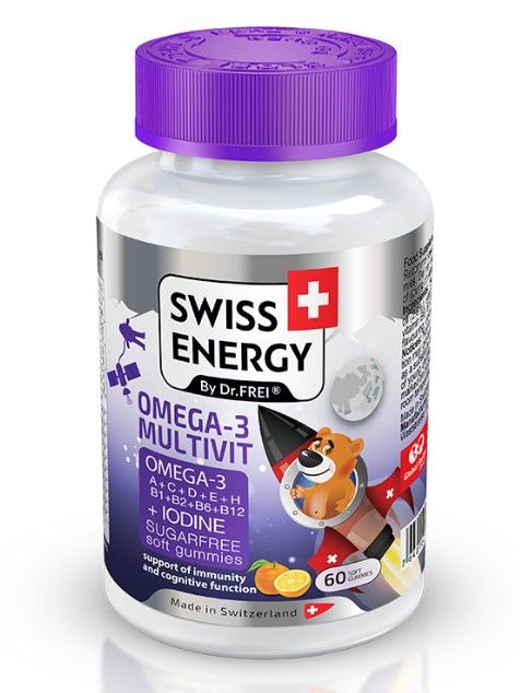 Swiss energy omega-3 multivit+iodine jeleuri gumate, n60