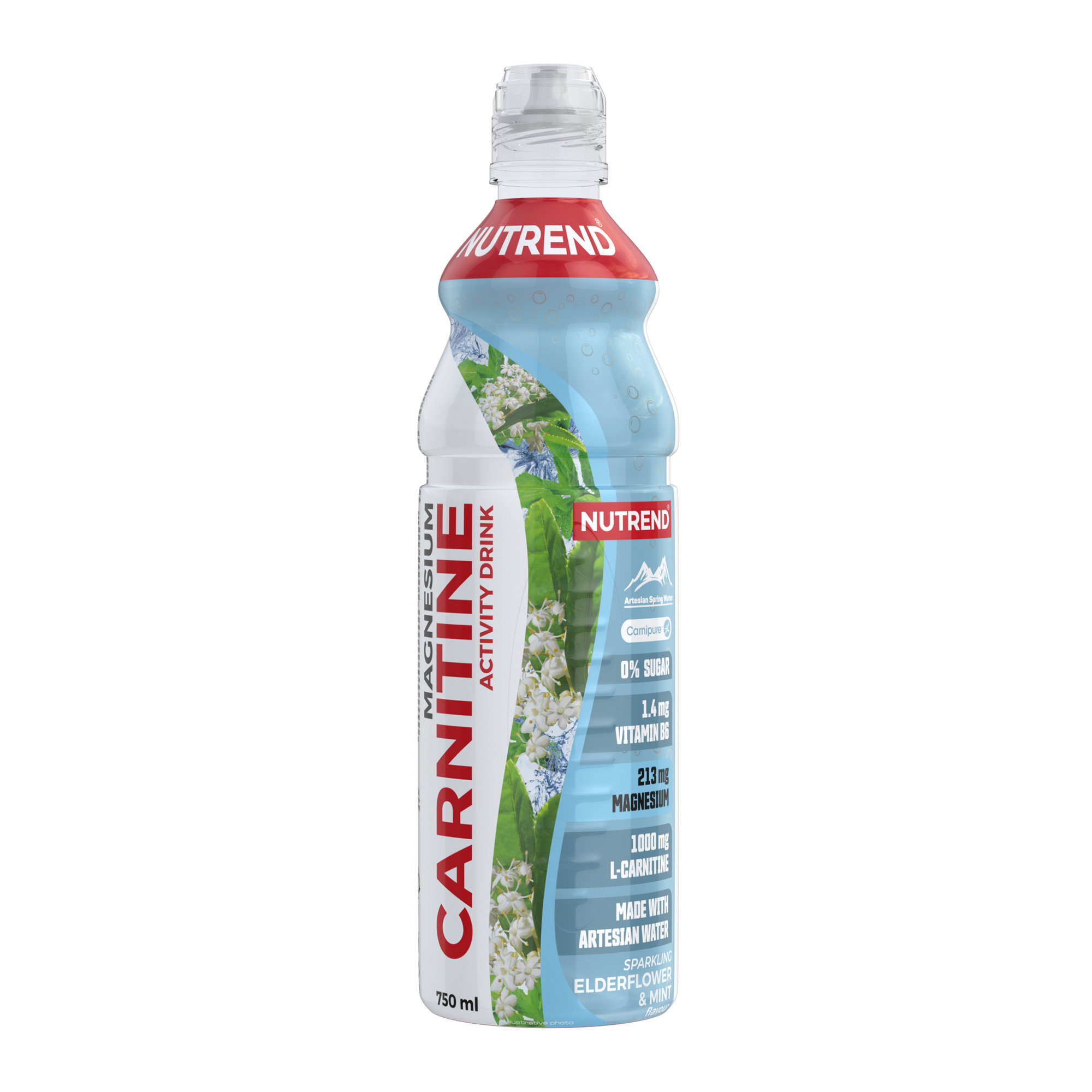 Carnitine magnesium activity drink, 750 ml, elderflower + mint