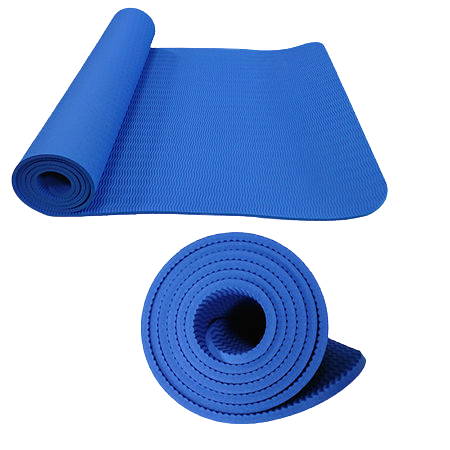 Коврик для йоги TPE синий, нескользящий и прочный